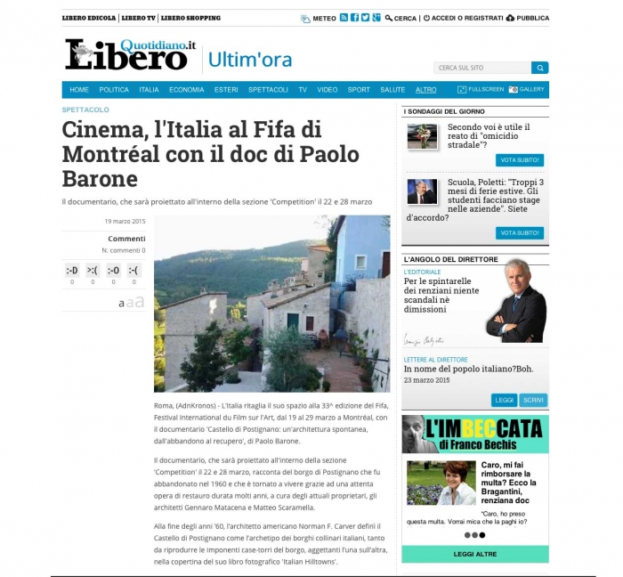 Libero: Cinema,L&#039;Italia al Fifa di Montreal